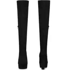 Perphy Women's Platform Chunky Heel Round Toe Over the Knee Thigh High Boot