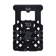 Nite Ize Financial Tool RFID Blocking Wallet - Stainless Steel 10-in-1 Dual-Plated Multi-Tool Wallet - with Scraper, Bottle Opener & More - Black