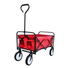 DOMETOUR Folding Wagon Garden Shopping Beach Cart (Red)