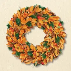 Collections Etc Orange Autumn Wooden Door Wreath 14" x 3" x 14"