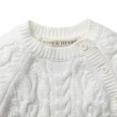 Hope & Henry Baby Cable Knit Sweater Romper