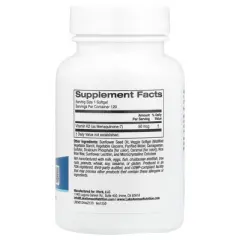 Lake Avenue Nutrition Vitamin K2 (as Menaquinone-7), 50 mcg, 120 Veggie Softgels