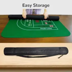 70" x 35" Portable Craps Tabletop Layout Mat with Carrying Bag, Non-Slip Craps Dice Game Layout Table Top Cover for Friends Parties Entertainment