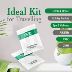 ECO Amenities 100 pack 2 in 1 Travel Size Hotel Shampoo and Conditioner Sets, Bulk Toiletries Supplies, 0.35 fl oz, Green Tea Scent
