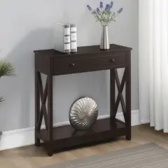 Breighton Home Oxford 1 Drawer Entryway Hall Table with Shelf in Espresso