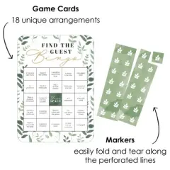 Big Dot of Happiness Boho Botanical Bride - Find the Guest Bingo Cards and Markers - Greenery Bridal Shower and Wedding Party Bingo Game - Set of 18