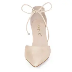 Allegra K Women's Ankle Tie Point Toe Dress Pumps