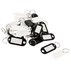 Unique Bargains Plastic Metal Convenient Key ID Label Keyring 30 Pcs Black White