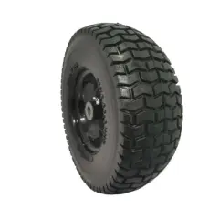 DSVIMOY 4-Pack Flat Free Tire and Wheel Assemblies, Compatible for 13*5-6 Solid Rubbe Riding Lawn Mower Wheels and Tires, Black, 13"*13"*6"