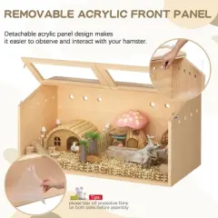 Sandinrayli Wooden Hamster Cage, Large Hamster Habitats Enclosure with Acrylic Window & Openable Top