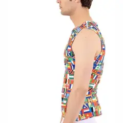 Insta Slim USA Flags Activewear Sleeveless Crew Neck 5TAT0N1