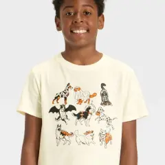 Boys' Short Sleeve Halloween Dogs Graphic T-Shirt - Cat & Jack&trade; Cream
