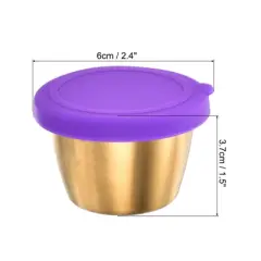 Unique Bargains Stainless Steel Salad Dressing Purple Bowls with Lids