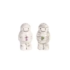 Transpac Ceramic Mummy Salt and Pepper Shaker Set of 2 Halloween Home Decorations