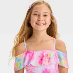 Girls' 'Flower Daydream' Floral Printed One Piece Swimsuit - Cat & Jack&trade; White/Pink