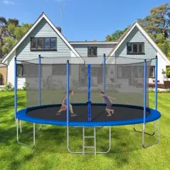 YONWAY 14FT Outdoor Trampoline, with Safety Enclosure Net and Ladder, Heavy Duty Jumping Mat and Spring Cover Padding, for Backyards, Park