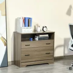 Vinsetto Lateral File Cabinet with Shelf, Office Storage Cabinet with 2 Drawers, Fits Letter Sized Papers, Charcoal Gray
