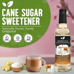 Syruvia Cane Sugar Sweetener Syrup - 25.4 fl oz. Premium Flavoring Syrup For Coffee