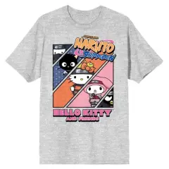 Naruto X Hello Kitty Character Panels Men's Short Sleeve Shirt & Sleep Shorts Set