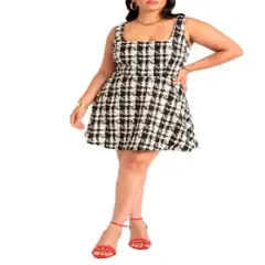 ELOQUII Women&rsquo;s Plus Size Flare Tweed Mini Jumper