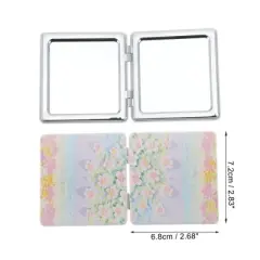 Unique Bargains Hand-painted Oil Painting Makeup Mirror Purple Blue 1 Pc