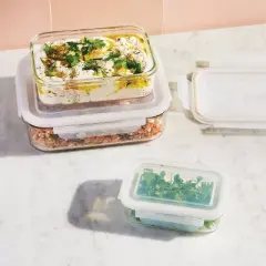 6pc (Set of 3) Glass Food Storage Container Set Clear - Figmint&trade;