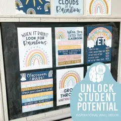 Hadley Designs Boho Rainbow Growth Mindset Classroom Decor Posters, Set of 9