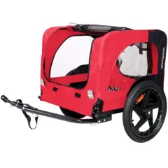 DOMETOUR Pet Bike Trailer for Small/Medium Dogs, Easy Fold, Quick Release Wheels, Non-Slip Floor, Internal Leash Red