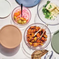 8pc Glass Set of 4 Mixing Bowls with Lids Clear - Figmint&trade;: Microwave without Lid & Freezer Safe, Glass & Plastic