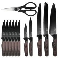 Gibson Soho Lounge 13 Piece Cutlery Set with Acrylic Knife Stand in Brown