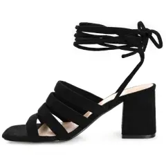 Journee Collection Womens Sevyn Open Square Toe Block Heel Sandals Black 9.5