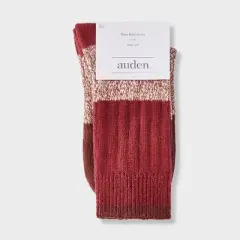 Women's Colorblock Ribbed Super Soft Crew Boot Socks - Auden&trade; Red/Tan 4-10