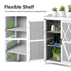 Outdoor Cabinet with Metal Tabletop Garden Potting Bench Table