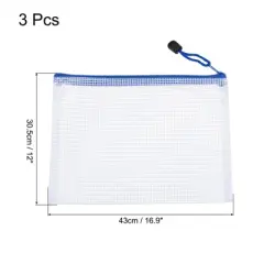 Unique Bargains PVC Waterproof Zipper Home Office Travel File Bag 3 Pcs