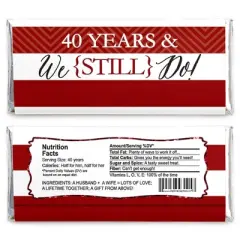 Big Dot of Happiness We Still Do - 40th Wedding Anniversary Party - Candy Bar Wrappers Party Favors - Set of 24