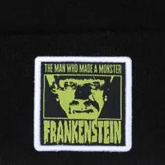 Frankenstein Woven Label Patch Cuff Black Beanie