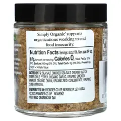 Simply Organic Smoked Finishing Salt, Hatch Chile, 2.61 oz (74 g)