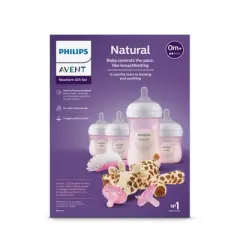 Philips Avent Natural Baby Bottle with Natural Response Nipple Baby Gift Set with Snuggle - Pink - 8pc