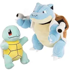 Wicked Cool Toys Pok?mon 8" Squirtle and 12" Blastoise Plush Stuffed Animal - Set of 2 - Age 2+