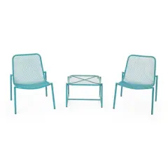 Christopher Knight Home Bucknell Outdoor Modern Metal 3 Piece Chat Set