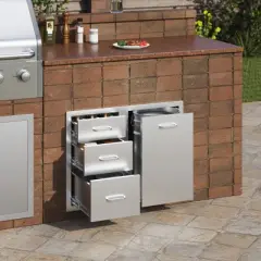VEVOR Outdoor Kitchen Door Drawer Combo 29.5\" W x 22.6\" H x 21.7\'\'D, Access Door/Triple Drawers with Propane Drawer, Silver