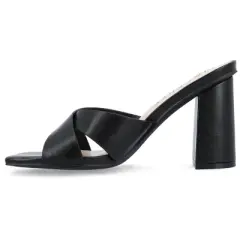 Journee Collection Womens Chazz Tru Comfort Foam Vegan Leather Block Heel Sandals