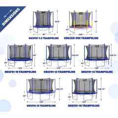 Upper Bounce Round Trampoline Set with Safety Enclosure System - Backyard Trampoline - Outdoor Trampoline for Kids - Adults