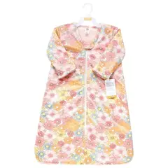 Hudson Baby Girls Long Sleeve Plush Faux Fur Sleeping Bag, Wearable Blanket, Peace Love Flowers