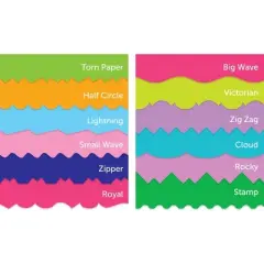 School Smart Paper Edger Scissor Set with Stand, Assorted Designs, Pack of 12