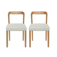 Christopher Knight Home Sonore Contemporary Rubberwood Upholstered Dining Chairs with Curved Open Back (Set of 2)