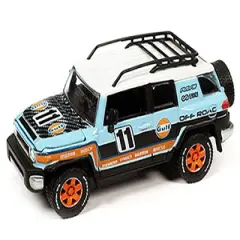 2007 Toyota FJ Cruiser #11 Light Blue "Gulf Oil" with Roofrack Limited Ed to 6000 pcs 1/64 Diecast Model Car by Johnny Lightning