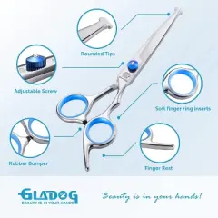 Professional 5 in 1 Dog Grooming Scissors Set , Sharp and Heavy-duty Pet Grooming Shears