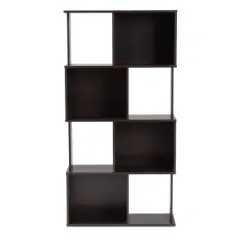 61.42" Riva Geometric Wood Bookshelf Dark Brown - Baxton Studio