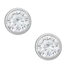 7mm Bezel Set Cubic Zirconia Stud Earrings in Sterling Silver